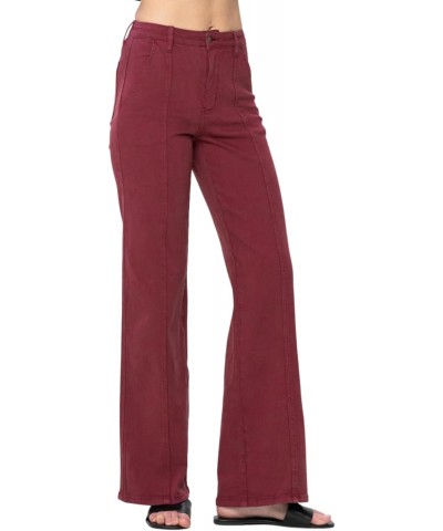 High Rise Front Seam Straight Jeans in Burgundy $41.31 Jeans