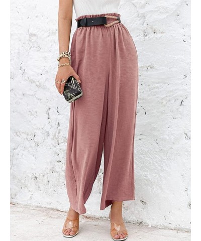 Women's Wide Leg Pants Elastic High Waisted Palazzo Flowy Pants for Women Dusty Pink $13.24 Pants