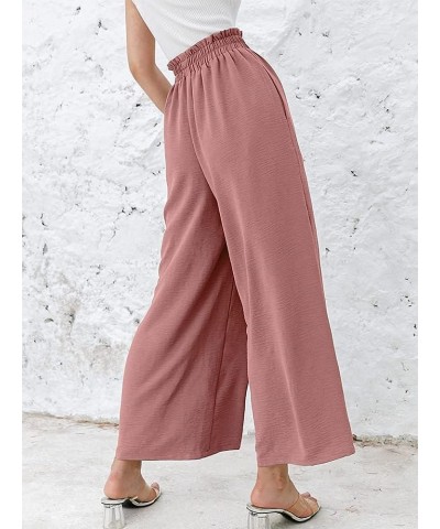 Women's Wide Leg Pants Elastic High Waisted Palazzo Flowy Pants for Women Dusty Pink $13.24 Pants