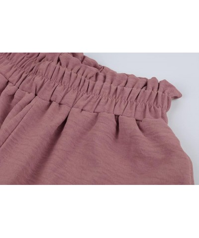 Women's Wide Leg Pants Elastic High Waisted Palazzo Flowy Pants for Women Dusty Pink $13.24 Pants