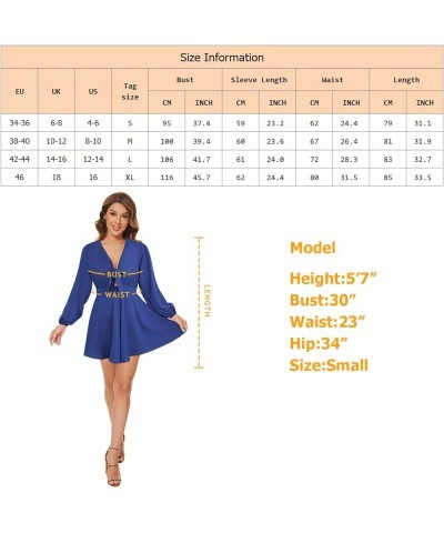 Women's Sexy V Neck Self Tie Front Romper Short Jumpsuit Playsuit Mini Outfit Romper Dress Boho Romper 1727w Dark Blue Solid-...