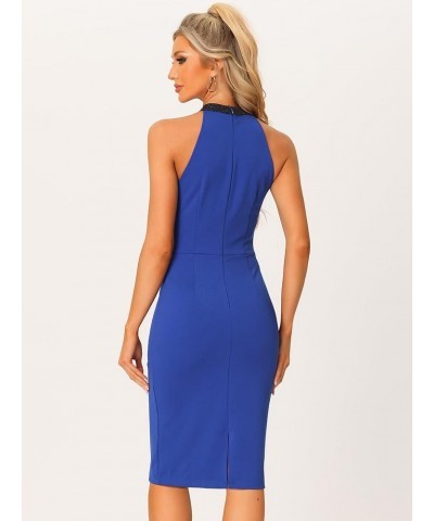 Halter Dress for Women's Christmas Sleeveless Bodycon Wedding Guest Cocktail Sheath Dress Royal Blue $19.19 Dresses