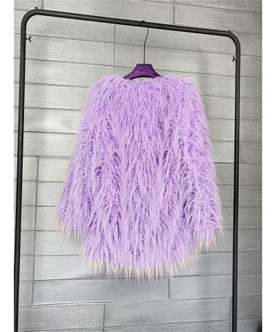 Women's Fluffy Faux Fur Outwear Parka Coat,Warm Jackets with Long Sleeve Lavender $25.95 Coats