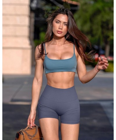 Women 3 Piece Yoga Shorts High Waist Seamless Workout Exercise Shorts Leggings Black,grey,grey Blue $15.50 Activewear