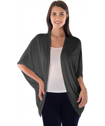 DFF Shop Women's Batwing Half Sleeve Open Cardigan (Size: S- 5X) Charcoal $15.27 Sweaters