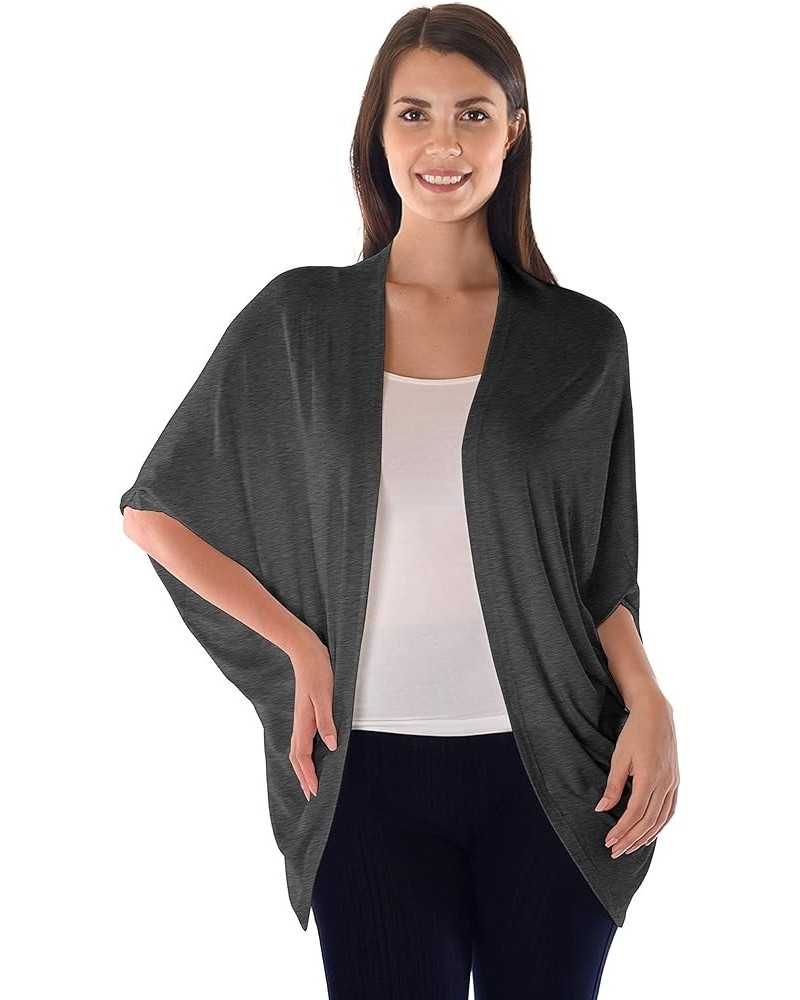 DFF Shop Women's Batwing Half Sleeve Open Cardigan (Size: S- 5X) Charcoal $15.27 Sweaters