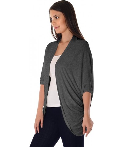 DFF Shop Women's Batwing Half Sleeve Open Cardigan (Size: S- 5X) Charcoal $15.27 Sweaters