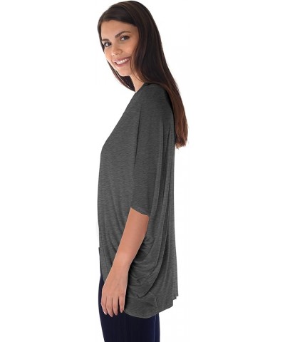 DFF Shop Women's Batwing Half Sleeve Open Cardigan (Size: S- 5X) Charcoal $15.27 Sweaters