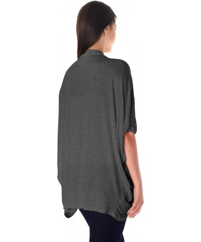 DFF Shop Women's Batwing Half Sleeve Open Cardigan (Size: S- 5X) Charcoal $15.27 Sweaters