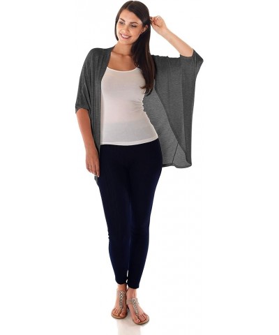 DFF Shop Women's Batwing Half Sleeve Open Cardigan (Size: S- 5X) Charcoal $15.27 Sweaters