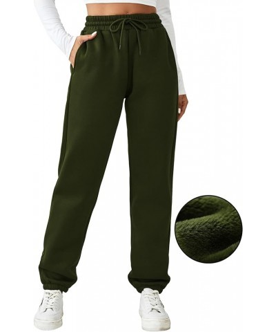 Women's Fleece Lined Sweatpants Winter Joggers Athletic Pants Casual Thick Warm Trousers Pockets Style A Green $21.89 Activewear