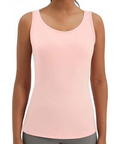 Womens Cross Back Workout Running Tank Tops with Built in Bra Sleeveless Yoga Tops Fitted Athletic Exercise Shirts Pink $20.9...