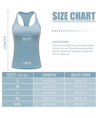 Athletic Seamless Racerback Tank Top for Women, Workout Long Top with Build-in Bra Silm Fit Sleeveless Shirt Baby Blue $11.50...