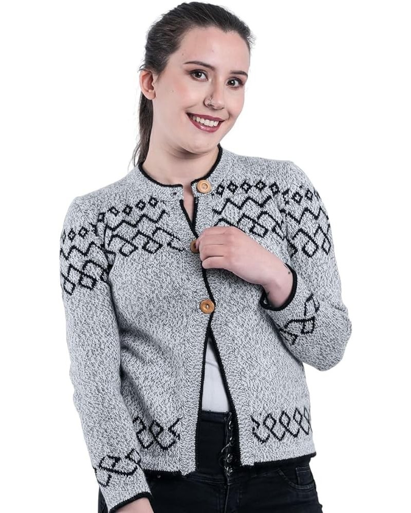 Genuine Alpaca Cardigan Sweater for Women Winter Autumn Lightweight Soft Pullover Grey and Black $33.47 Others