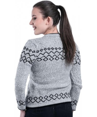 Genuine Alpaca Cardigan Sweater for Women Winter Autumn Lightweight Soft Pullover Grey and Black $33.47 Others