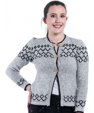 Genuine Alpaca Cardigan Sweater for Women Winter Autumn Lightweight Soft Pullover Grey and Black $33.47 Others