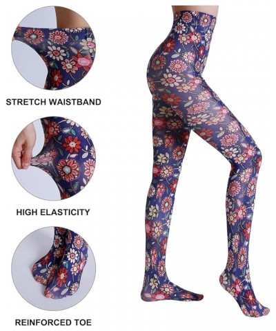 Women Tights, Sheer High Waist Pantyhose, Vintage Control Top Stockings Purple Flower $15.30 Socks