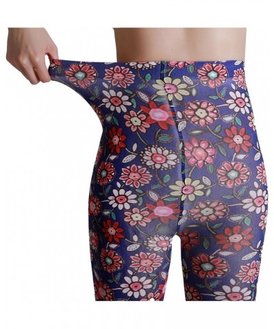 Women Tights, Sheer High Waist Pantyhose, Vintage Control Top Stockings Purple Flower $15.30 Socks