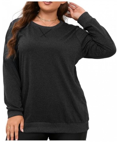 Women's Plus Size Sweatshirts Long Sleeve Crewneck Pullover Top Workout Shirts Tunic Pullover Dark Grey-1 $13.95 Activewear