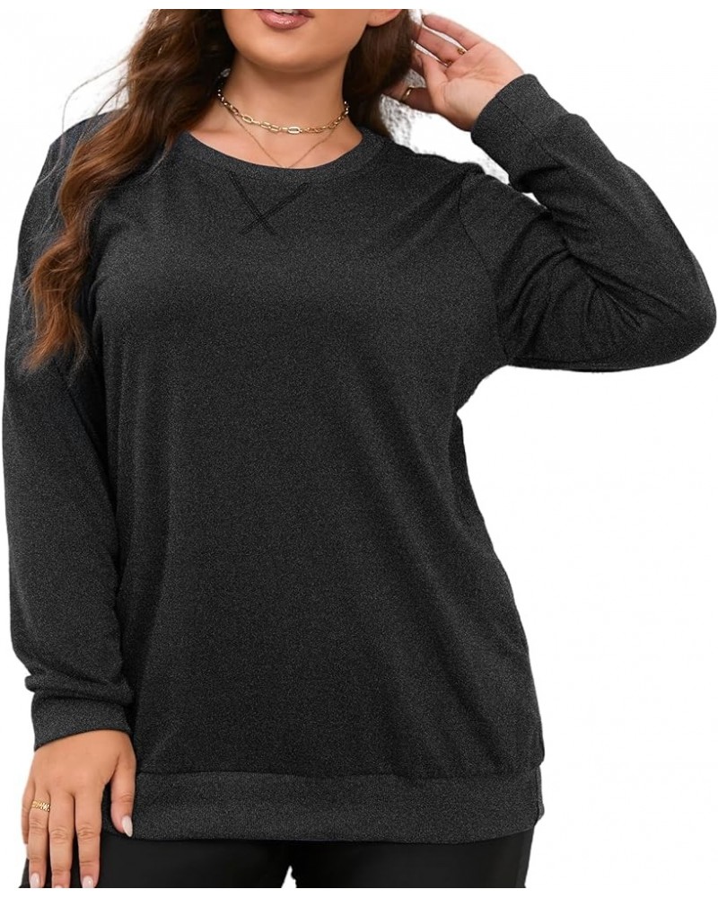 Women's Plus Size Sweatshirts Long Sleeve Crewneck Pullover Top Workout Shirts Tunic Pullover Dark Grey-1 $13.95 Activewear