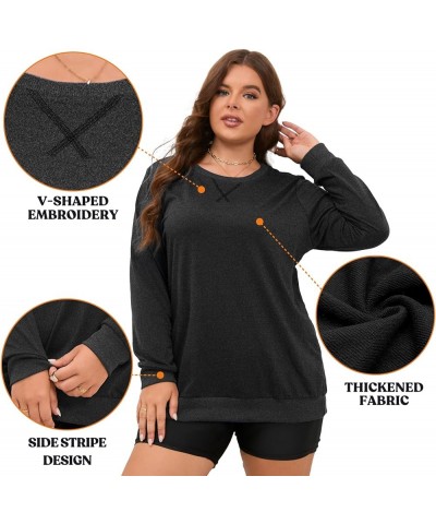 Women's Plus Size Sweatshirts Long Sleeve Crewneck Pullover Top Workout Shirts Tunic Pullover Dark Grey-1 $13.95 Activewear