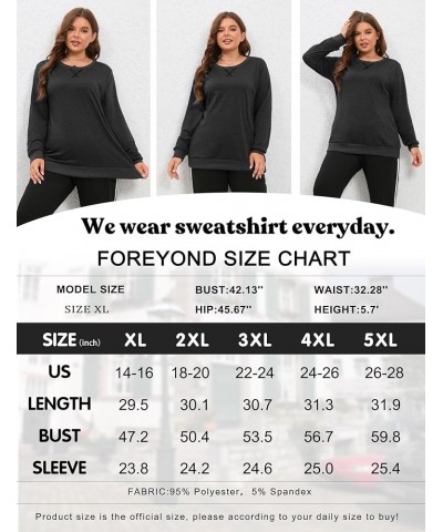 Women's Plus Size Sweatshirts Long Sleeve Crewneck Pullover Top Workout Shirts Tunic Pullover Dark Grey-1 $13.95 Activewear