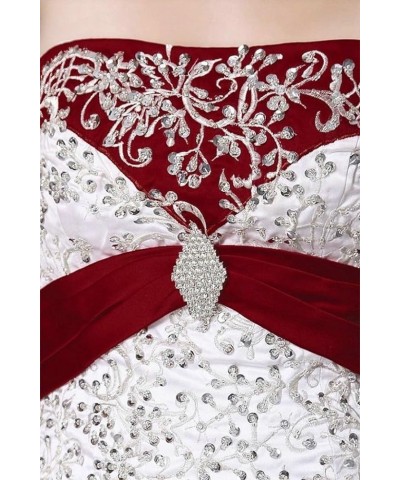 Strapless Satin Embroidery Wedding Dress Bridal Gown E601 Ivory & Red $73.92 Dresses