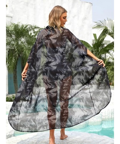 Women's Long Swimsuit Coverup with Waist Tie Loose Kimono Cardigans Marble $15.91 Swimsuits