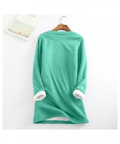 Fleece Lined Sweatshirts for Women Long Sleeve Solid Sherpa Tops Plus Size Crewneck Loose Casual Winter Clothes 16 Green $9.8...