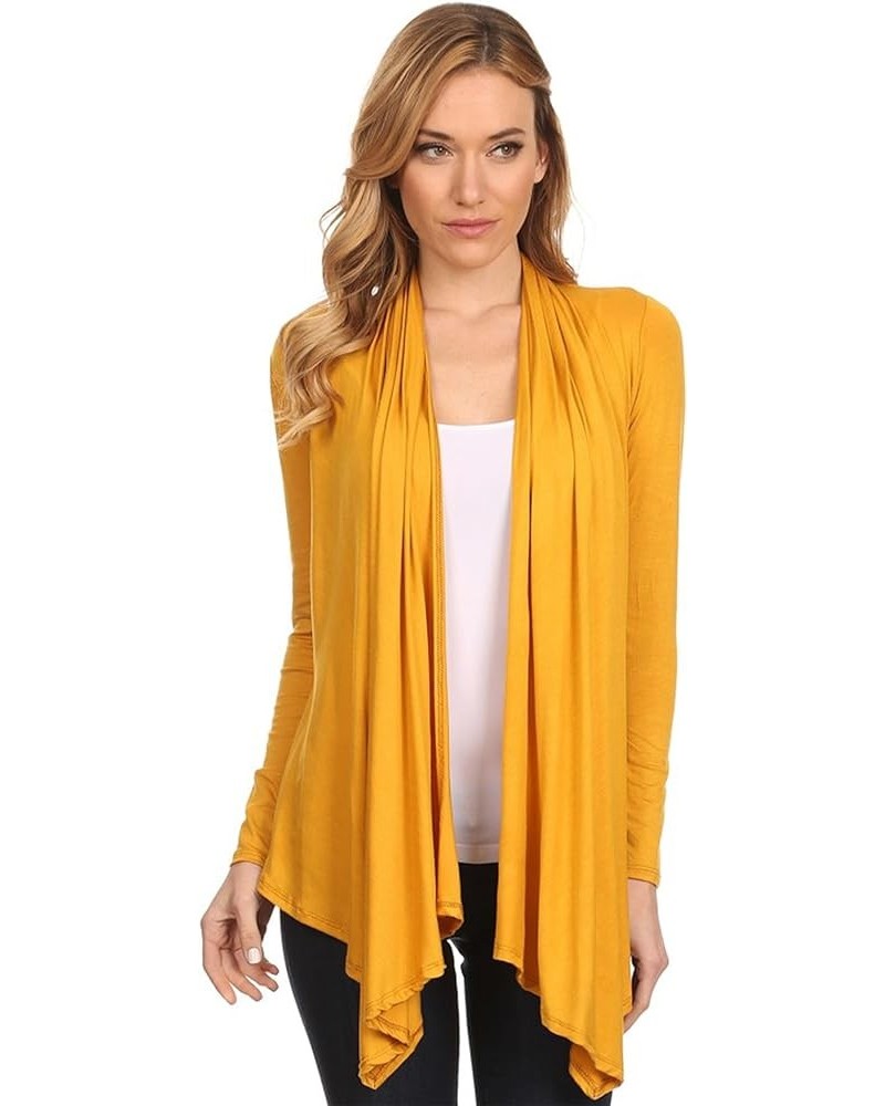 Women's Women's Solid Casual Comfy Long Sleeve Drape Open Front Cardigan Jacket S-3XL Hcd00003 Mustard $10.32 Sweaters