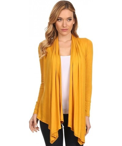 Women's Women's Solid Casual Comfy Long Sleeve Drape Open Front Cardigan Jacket S-3XL Hcd00003 Mustard $10.32 Sweaters