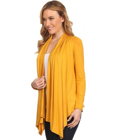 Women's Women's Solid Casual Comfy Long Sleeve Drape Open Front Cardigan Jacket S-3XL Hcd00003 Mustard $10.32 Sweaters