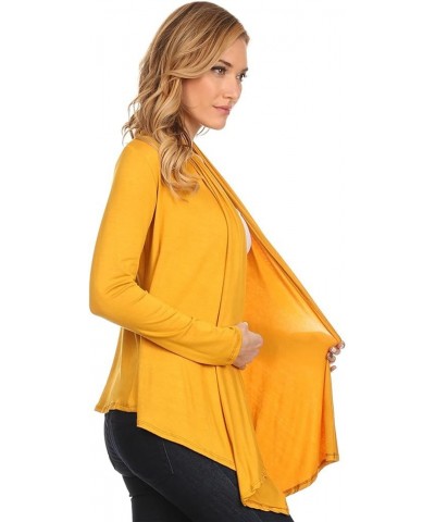 Women's Women's Solid Casual Comfy Long Sleeve Drape Open Front Cardigan Jacket S-3XL Hcd00003 Mustard $10.32 Sweaters