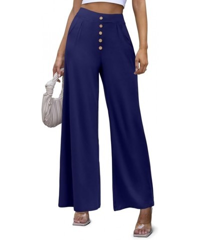 Women's Wide Leg Casual Pants Cross Waist Palazzo Lounge Pajama Flowy Pants Yoga Sweatpants with Pockets B2 Pure Blue $14.24 ...