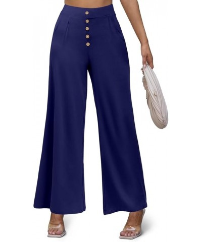 Women's Wide Leg Casual Pants Cross Waist Palazzo Lounge Pajama Flowy Pants Yoga Sweatpants with Pockets B2 Pure Blue $14.24 ...