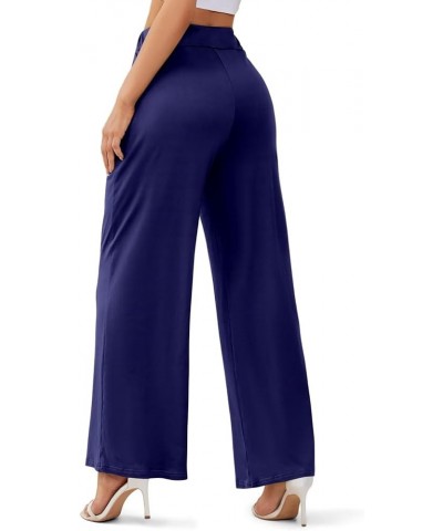 Women's Wide Leg Casual Pants Cross Waist Palazzo Lounge Pajama Flowy Pants Yoga Sweatpants with Pockets B2 Pure Blue $14.24 ...