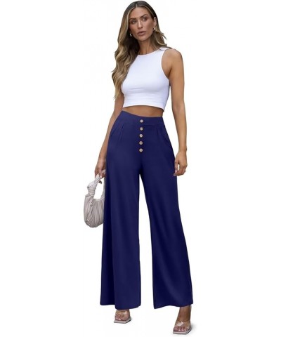 Women's Wide Leg Casual Pants Cross Waist Palazzo Lounge Pajama Flowy Pants Yoga Sweatpants with Pockets B2 Pure Blue $14.24 ...