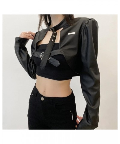 Goth Crop Top for Women 80s Emo Alt Punk Jacket Coat Goth Leather Jacket for Women 80s $19.70 Jackets