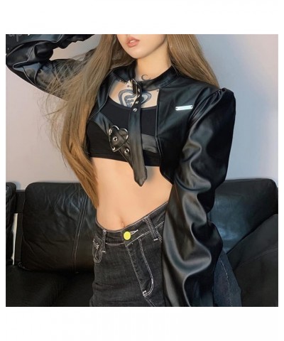 Goth Crop Top for Women 80s Emo Alt Punk Jacket Coat Goth Leather Jacket for Women 80s $19.70 Jackets