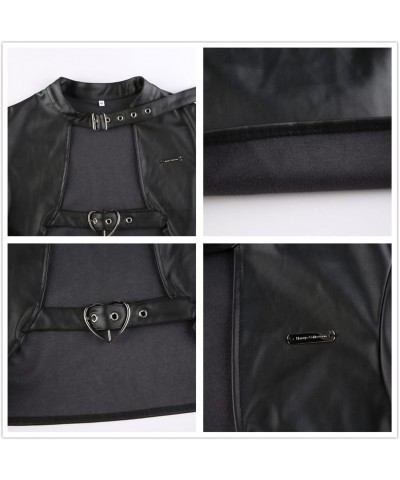 Goth Crop Top for Women 80s Emo Alt Punk Jacket Coat Goth Leather Jacket for Women 80s $19.70 Jackets