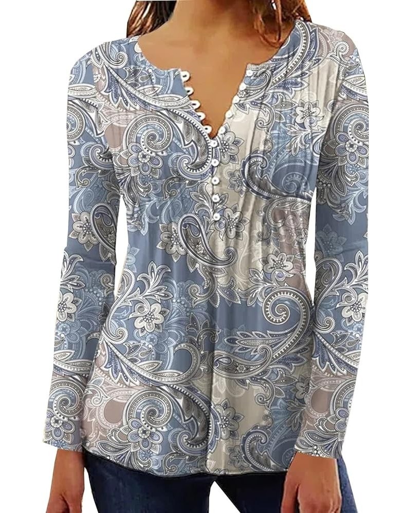 Ladies Floral Printing 3/4 Sleeve Blouses V-Neck Short Sleeve Button Down T-Shirt Summer Casual Tunic Tops 3-mint Green $7.13...