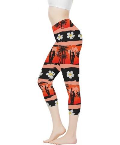 Leggings Women's Workout Sports Legging XS-3X Butt Lift Pants Activewear Compression Fabric Gym Fitness Tropical Palm Flower ...