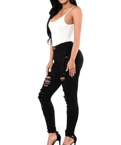 Women's High Waisted Skinny Destroyed Ripped Hole Denim Pants Long Stretch Pencil Jeans C-black2 $16.72 Jeans