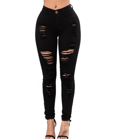 Women's High Waisted Skinny Destroyed Ripped Hole Denim Pants Long Stretch Pencil Jeans C-black2 $16.72 Jeans