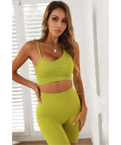 Womens' Workout Sets 2 Pcs Gym Outfits for Seamless Yoga One Shoulder Strap Sports Bra Biker Shorts Tracksuits Yellow $10.63 ...