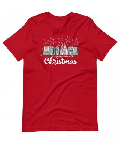 Merry Christmas Shirt Women Xmas Lights Castle Graphic Tops Tee Casual Short Sleeve Holiday T Shirt Red $9.71 T-Shirts