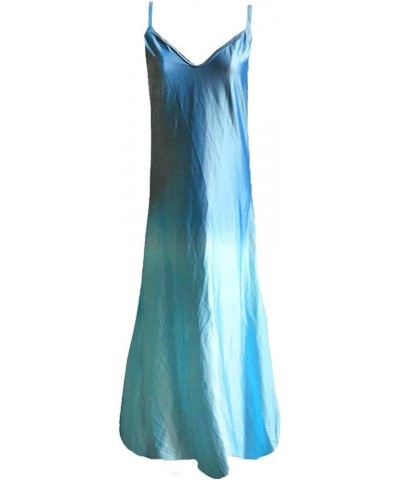 Women's Casual Cocktail Dresses Summer Sleeveless Camisole V-Neck Print Maxi Tank Long Dress Casual Dresses Sky Blue $7.89 Dr...