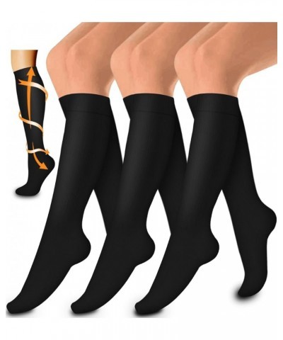 3 Pack Medical Compression Sock-Compression Sock for Women and Men-Best for Running,Nursing,Sports 01-black $10.25 Socks