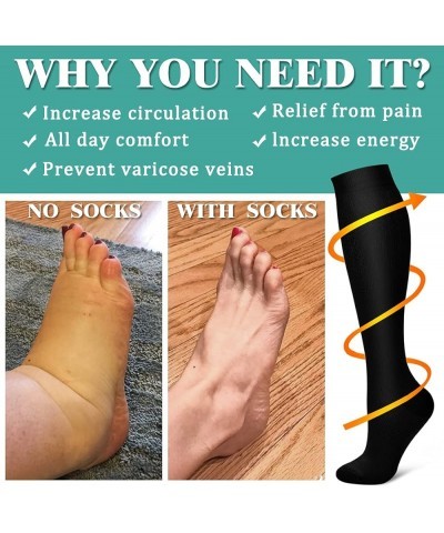 3 Pack Medical Compression Sock-Compression Sock for Women and Men-Best for Running,Nursing,Sports 01-black $10.25 Socks