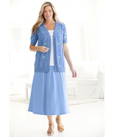 Women's Plus Size 7-Day Knit A-Line Skirt French Blue $17.22 Skirts